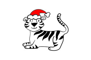 Christmas Black and White Tiger: A Bold Embroidery Design