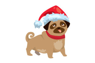 Christmas Dog with Santa Hat for Holiday Crafts