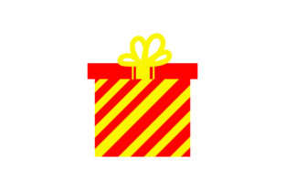 Christmas Present with Yellow Bow for Crafts