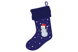 Christmas Stocking with Snowman for Crafts Branding