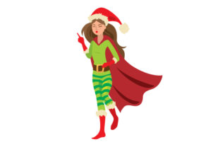 Christmas Superhero Girl for Crafts & Branding