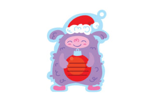 Christmas Tag with Yeti and Bauble for Crafts