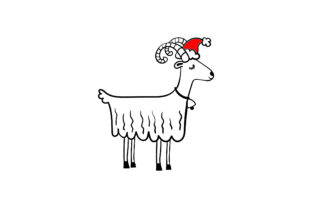 Christmas White Goat: Crafts Asset for Editorial Design