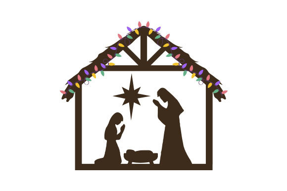 Nativity Scene with Christmas Lights: Crafts Branding