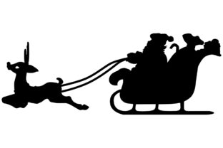 Santa Sleigh with Rudolph Graphics for Holiday Crafts