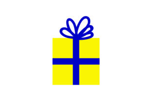Yellow Christmas Present with Blue Bow for Crafts